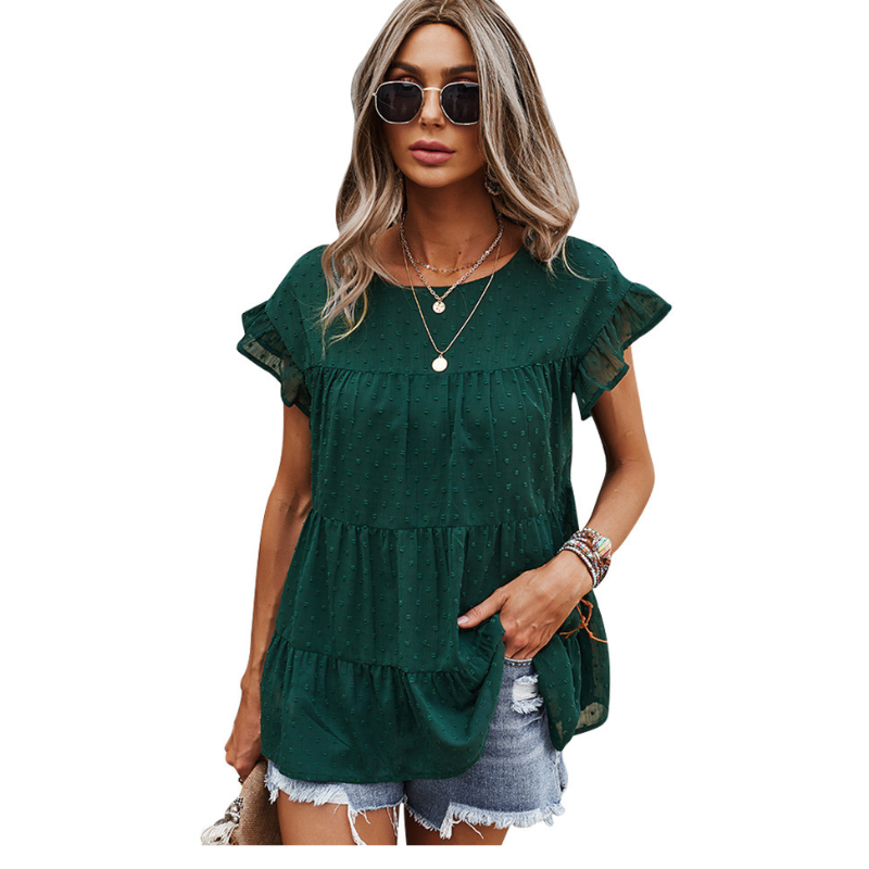 Multi Layered Frilled Short Sleeve Blouse-My Comfy Blouse