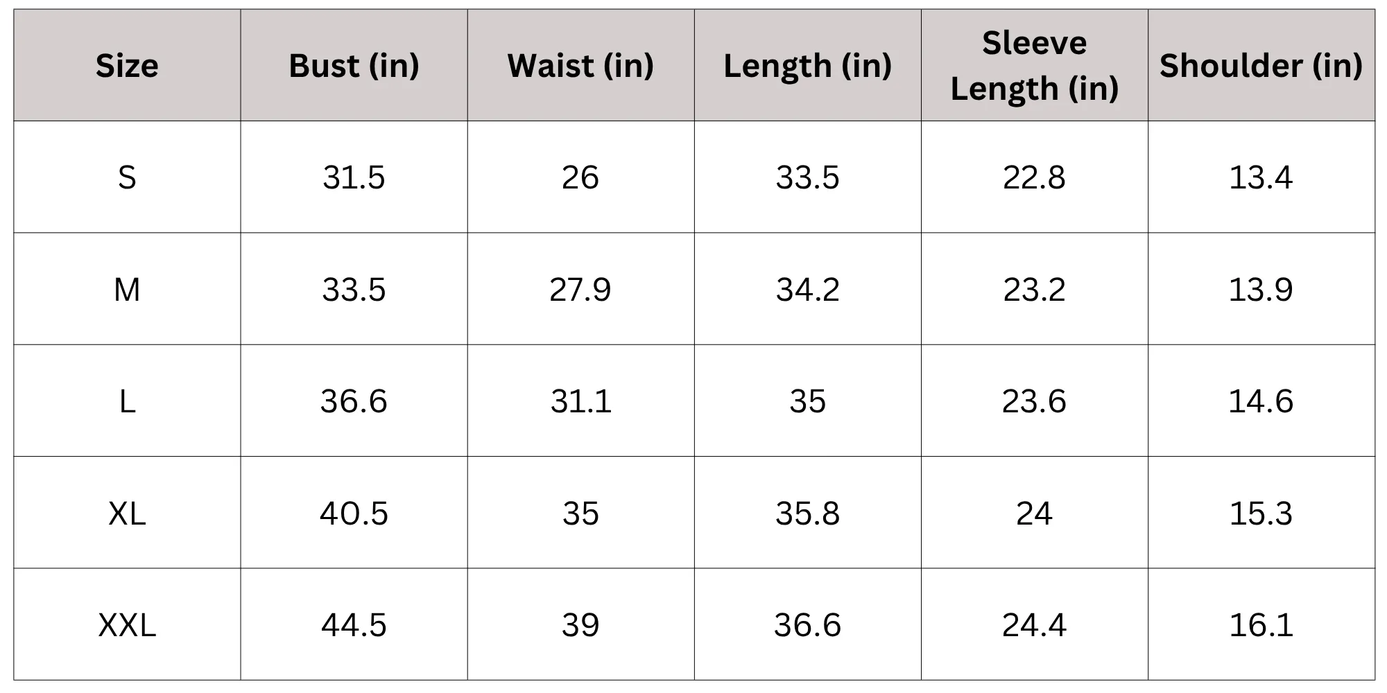Size Chart