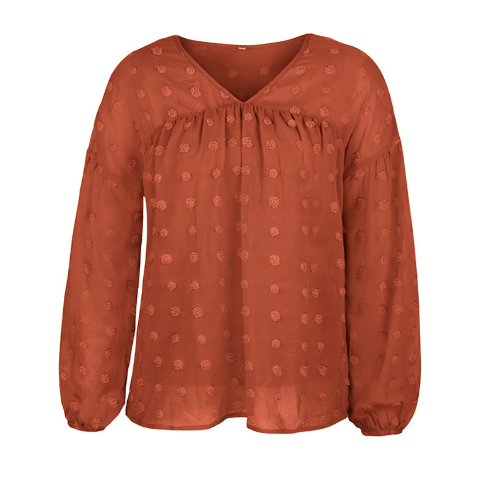 V-Neck Polka Dots Ruffled Blouse-My Comfy Blouse