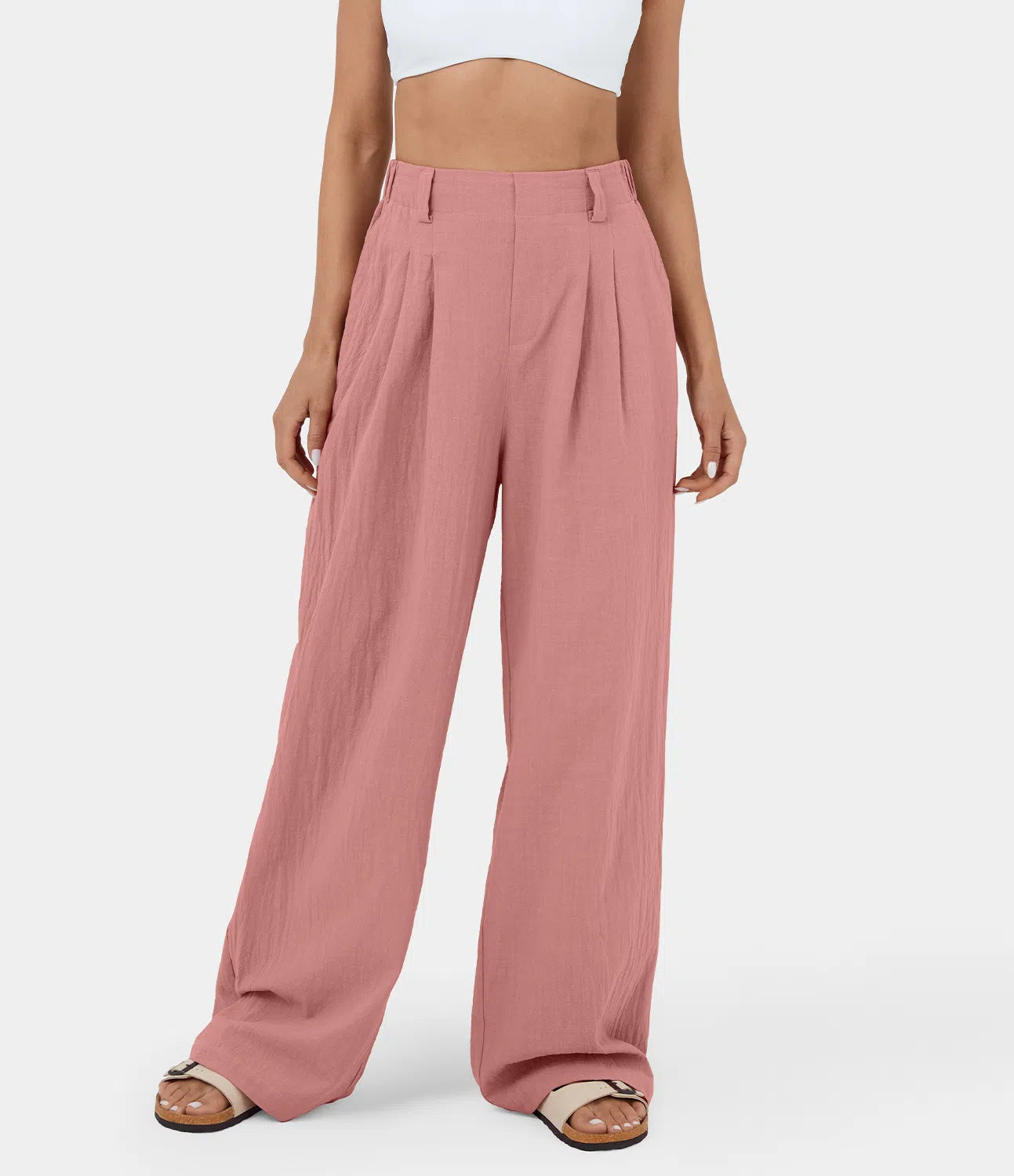 Flowy Solid Palazzo Pants With Side Pockets-My Comfy Blouse