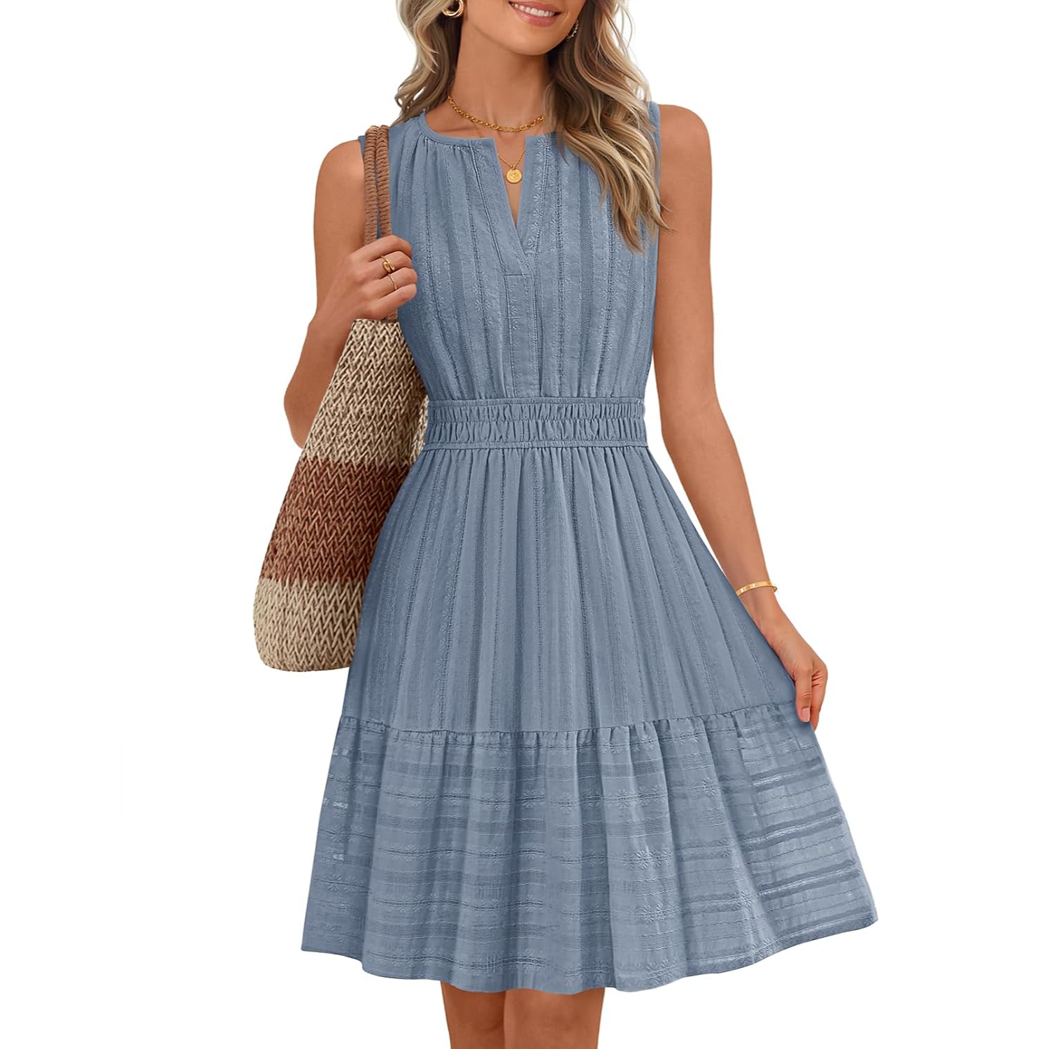 Casual Sleeveless A Line Flowy Sundress For Women