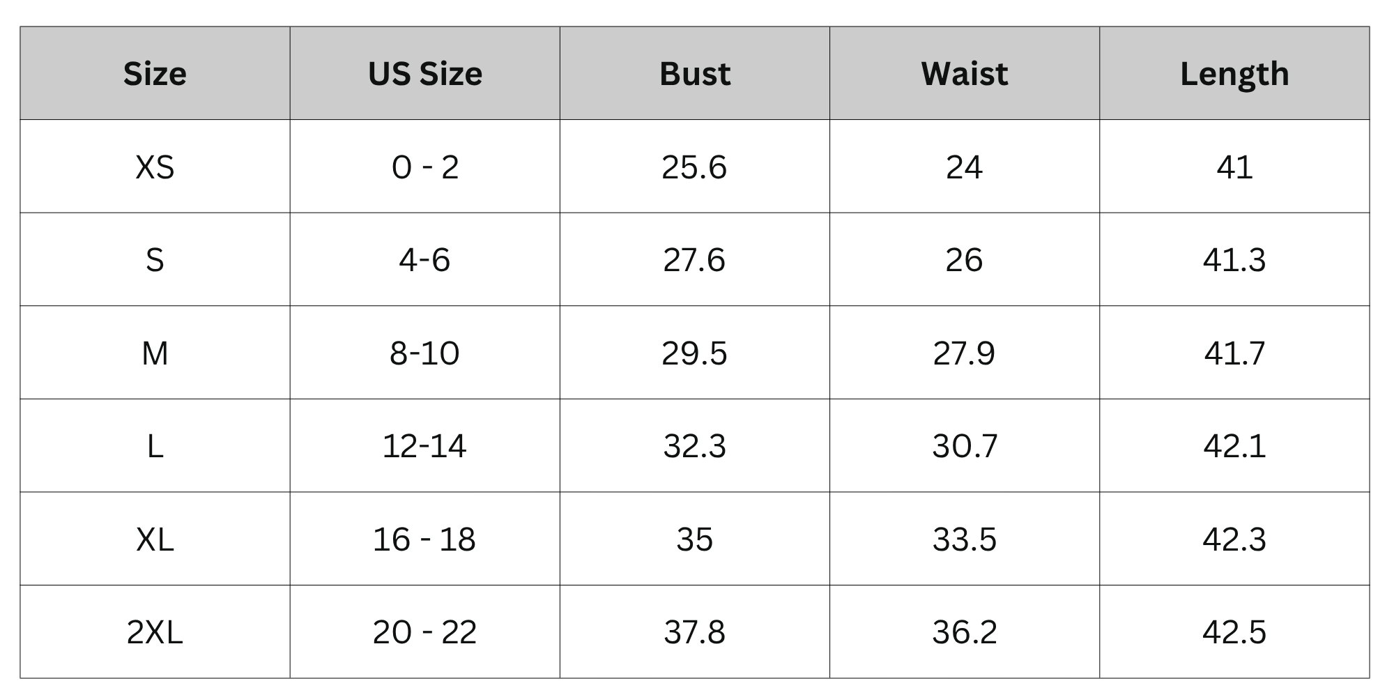 Size Chart