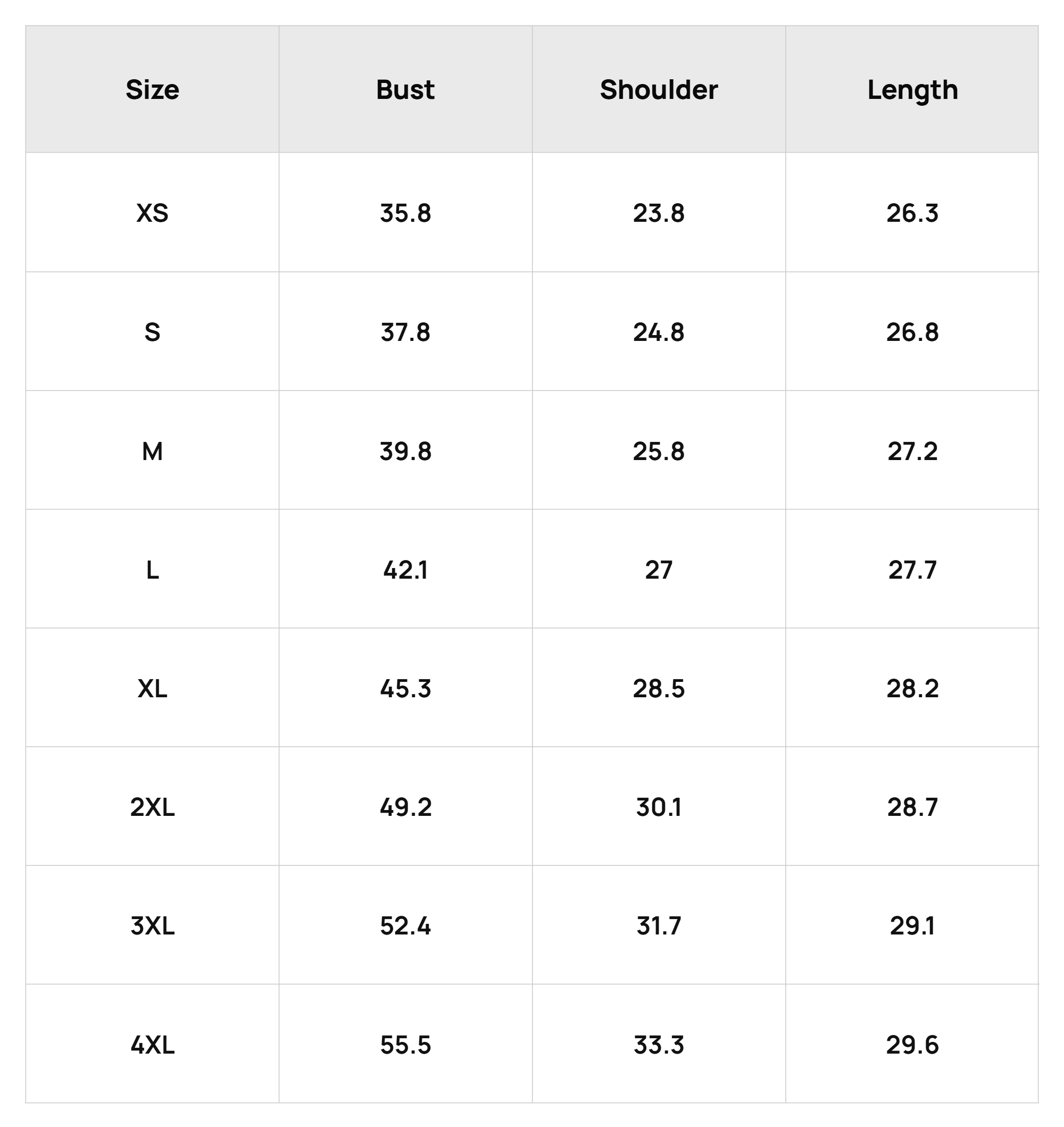 Size Chart