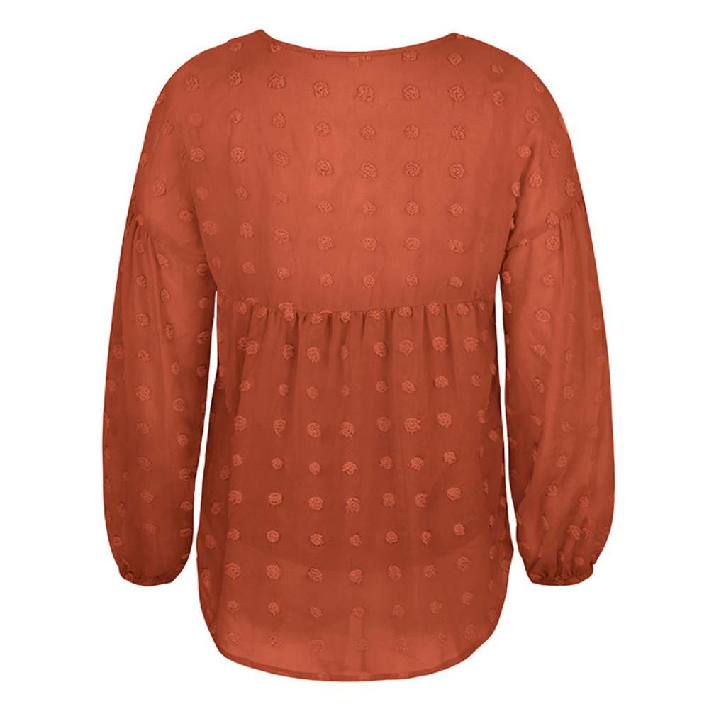 V-Neck Polka Dots Ruffled Blouse-My Comfy Blouse