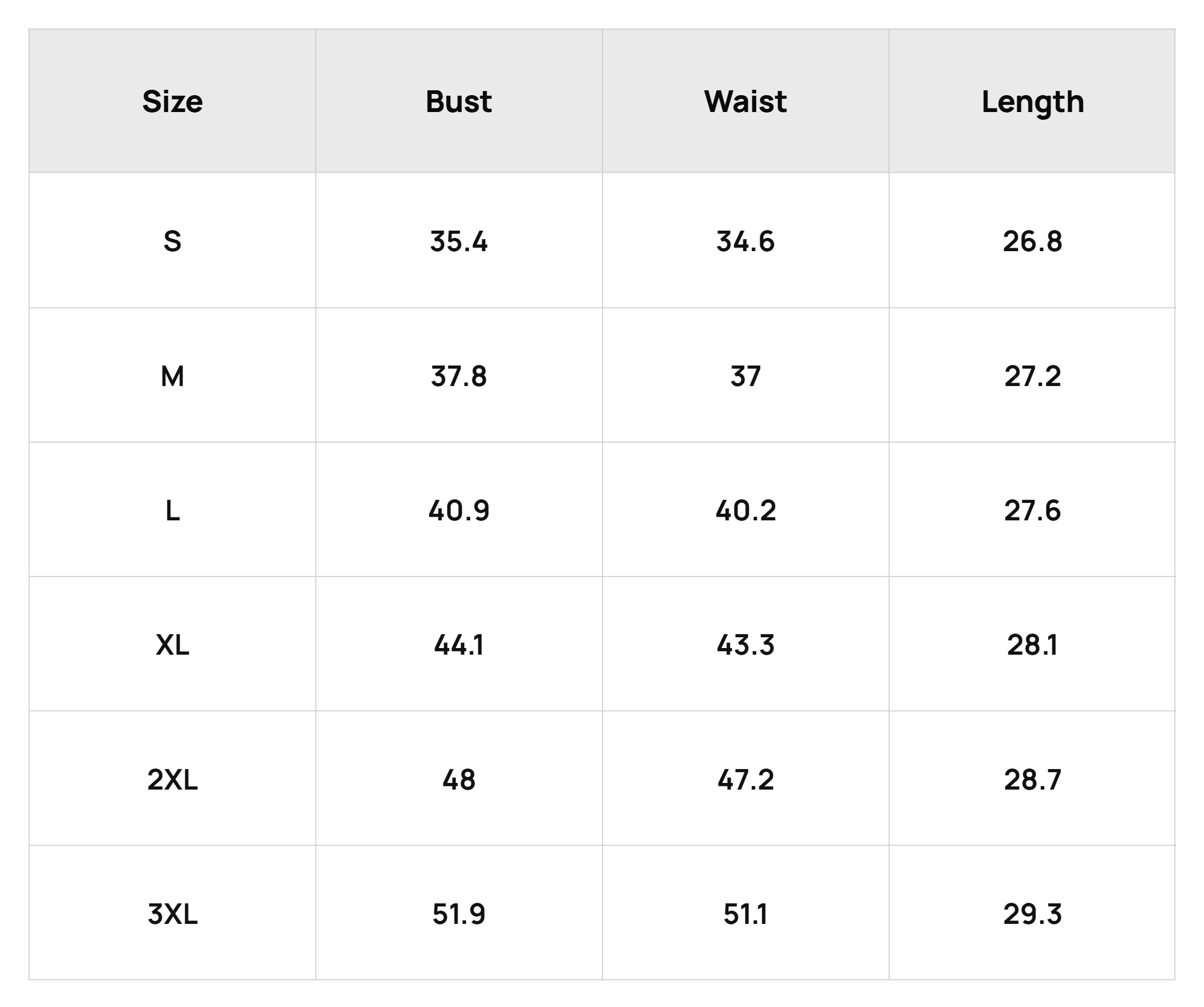 Size Chart