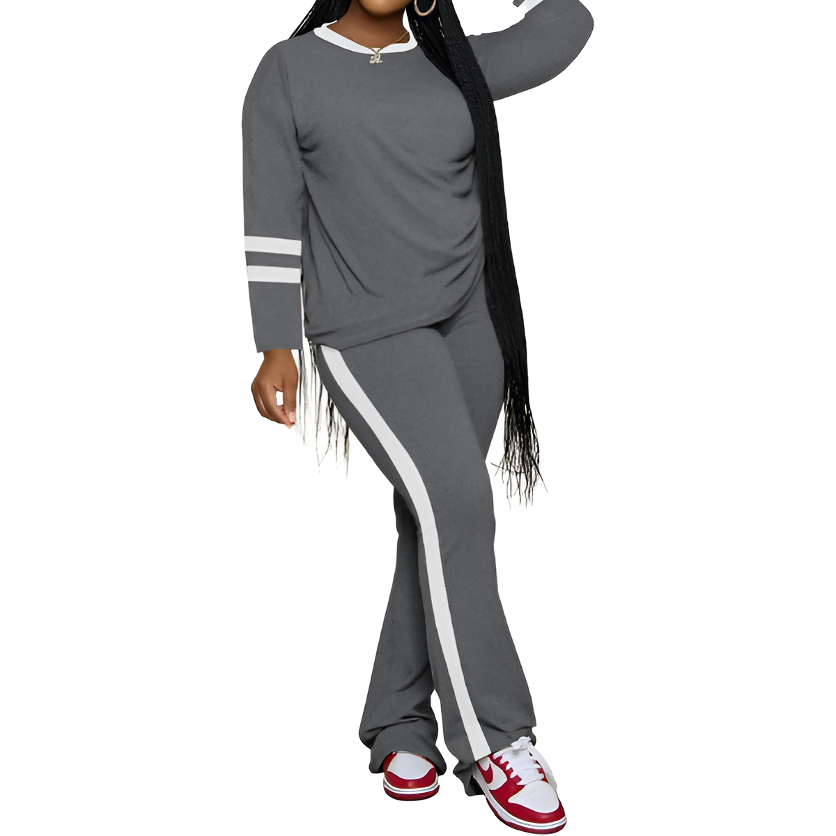 Two Piece Lounge Sets For Women With Long Sleeve Casual Top And Flare Pants