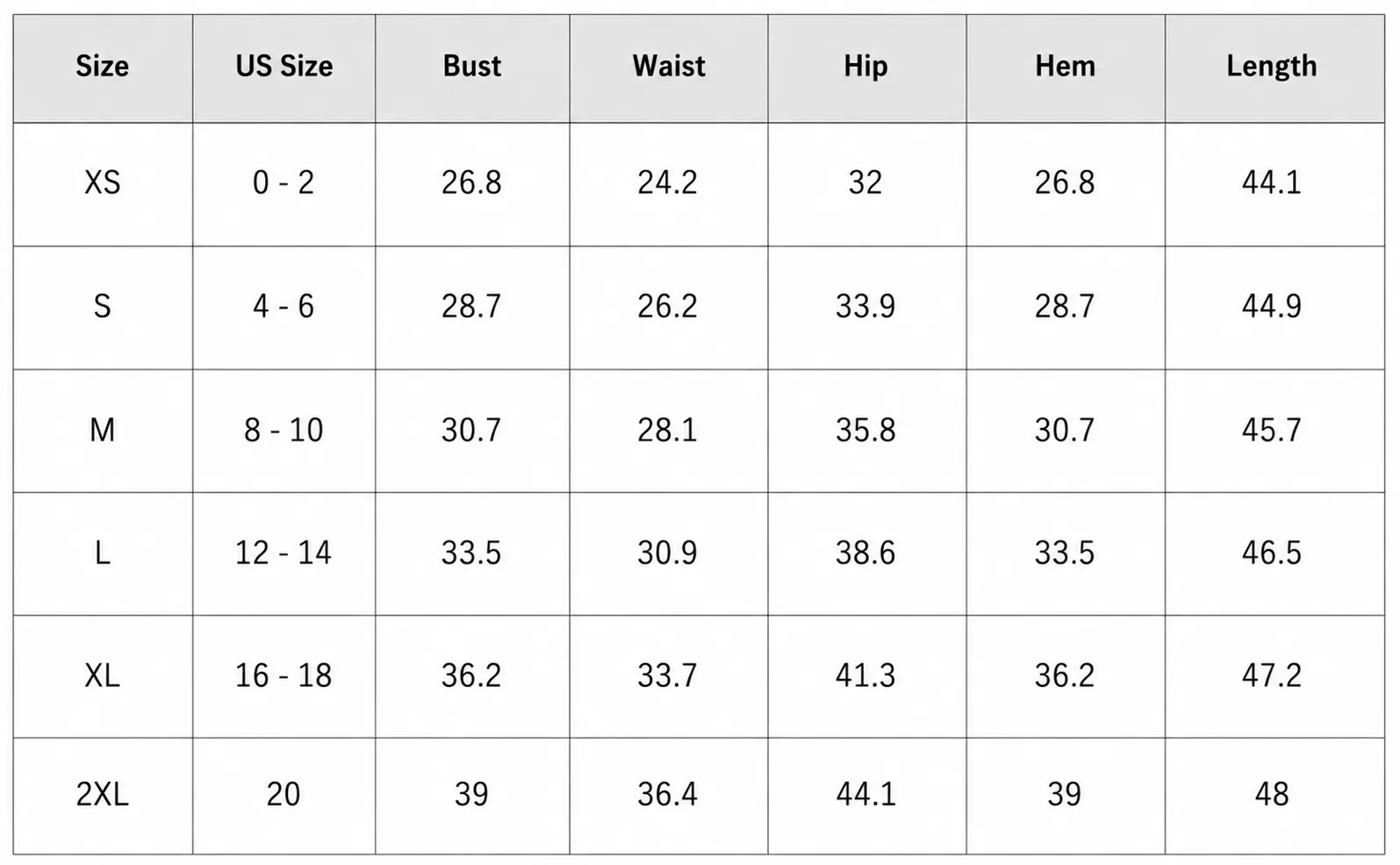 Size Chart