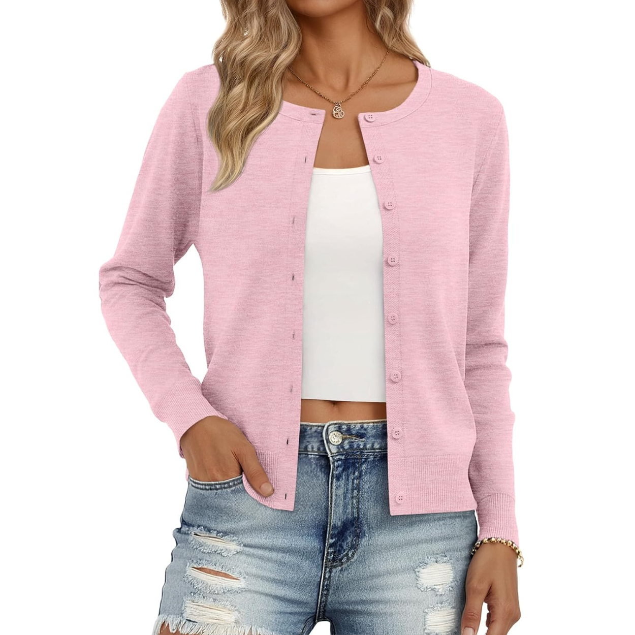 Soft Knit Button Down Cardigan Sweater For Women