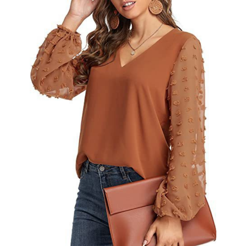 Long Dots Sleeves Blouse-My Comfy Blouse