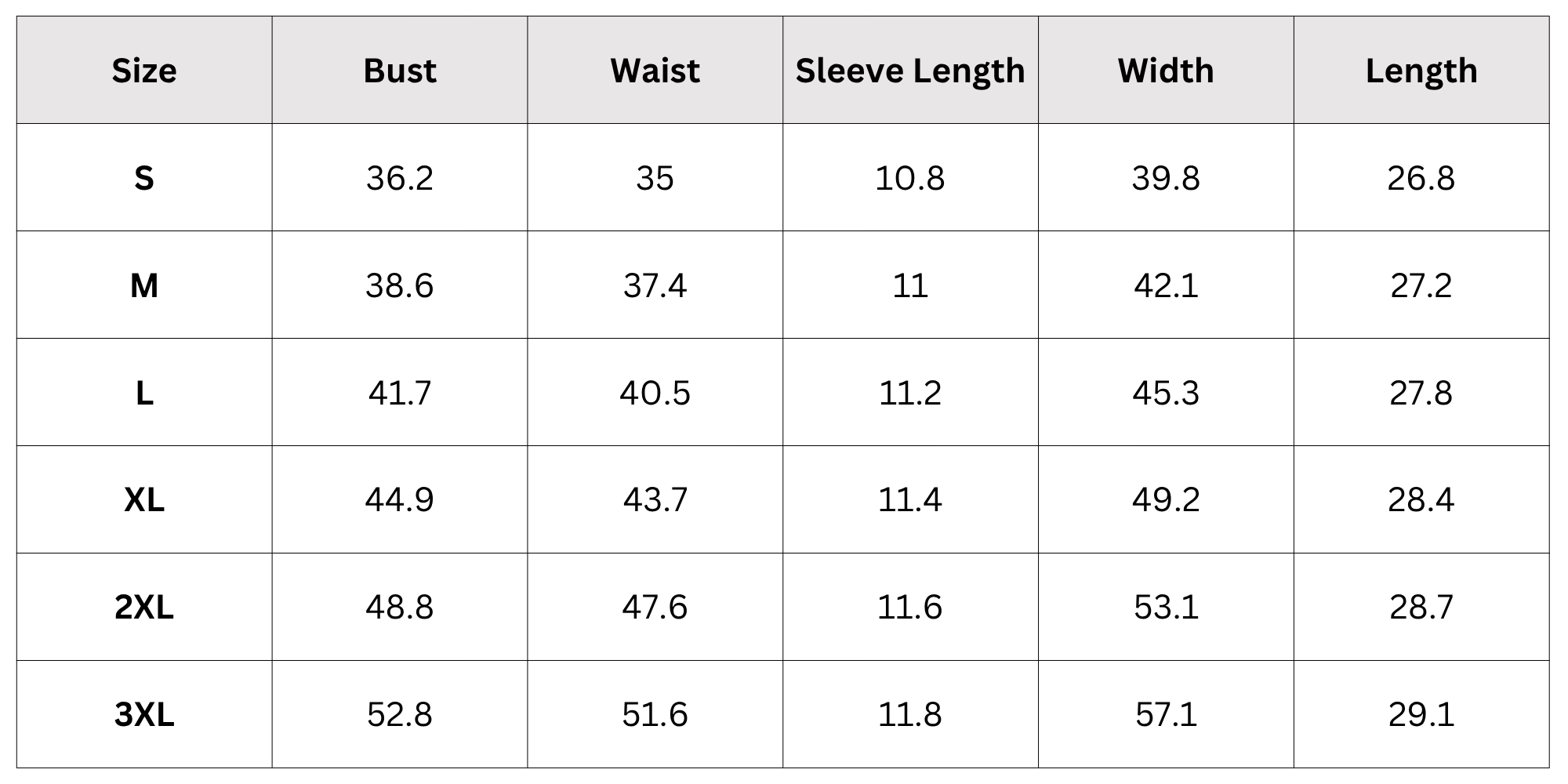 Size Chart