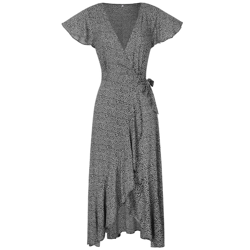 Wrapped Around Ruffled Boho Floral Print Maxi Dress-My Comfy Blouse