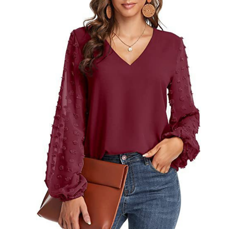 Long Dots Sleeves Blouse-My Comfy Blouse