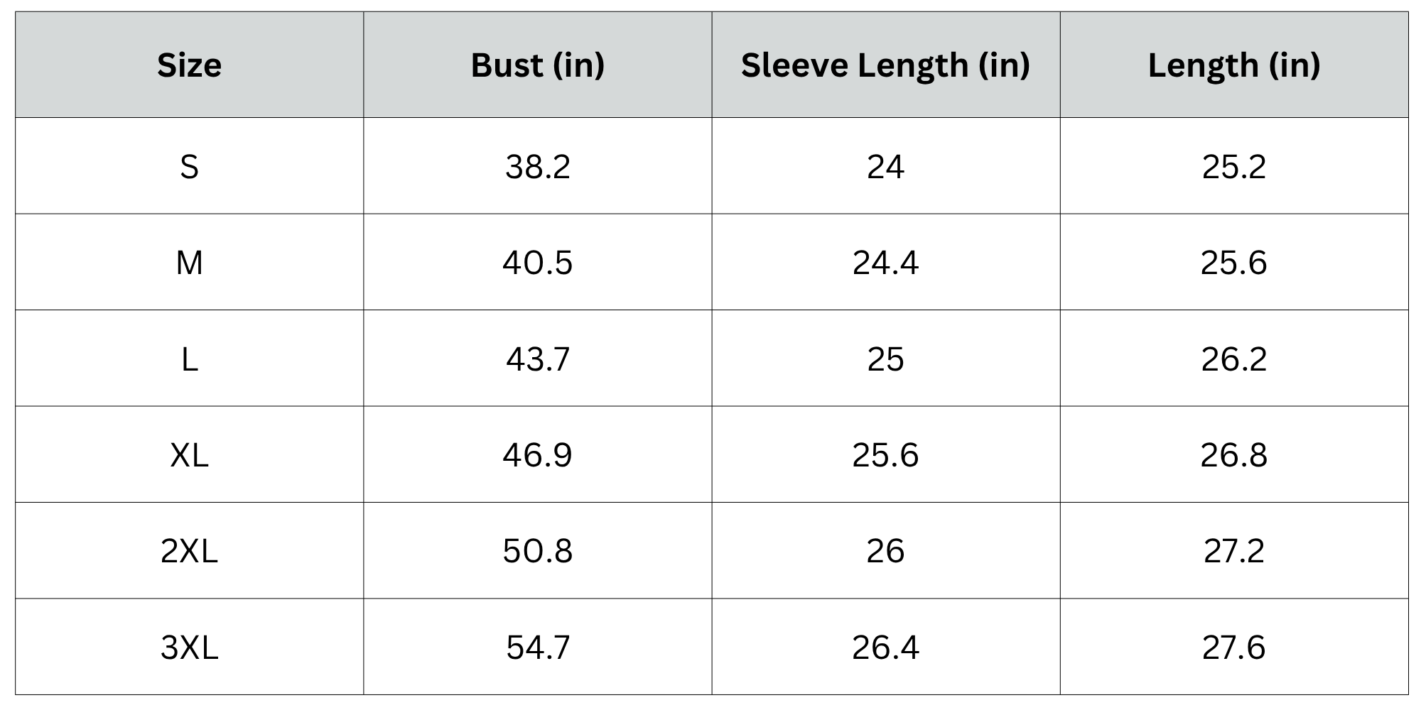 Size Chart