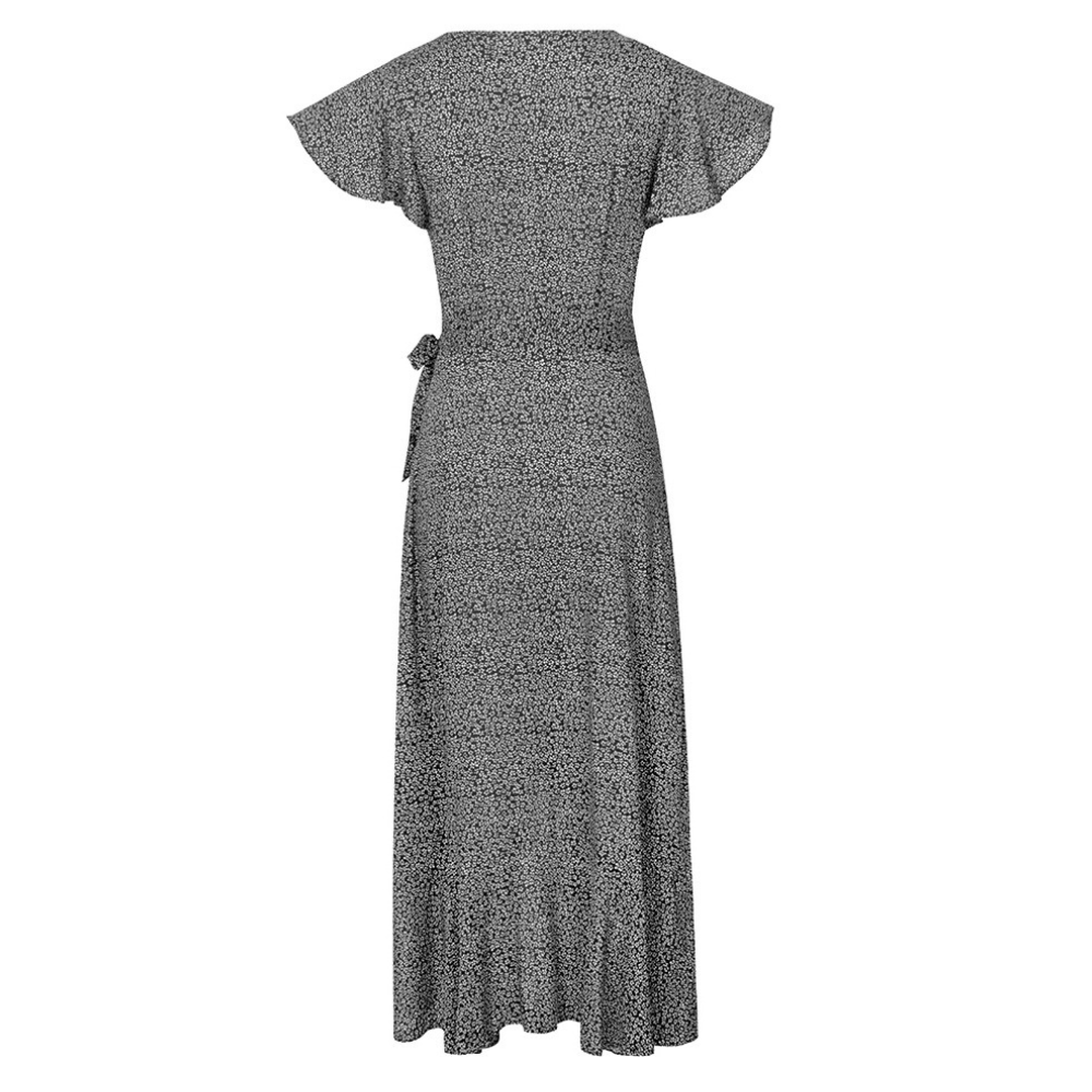 Wrapped Around Ruffled Boho Floral Print Maxi Dress-My Comfy Blouse