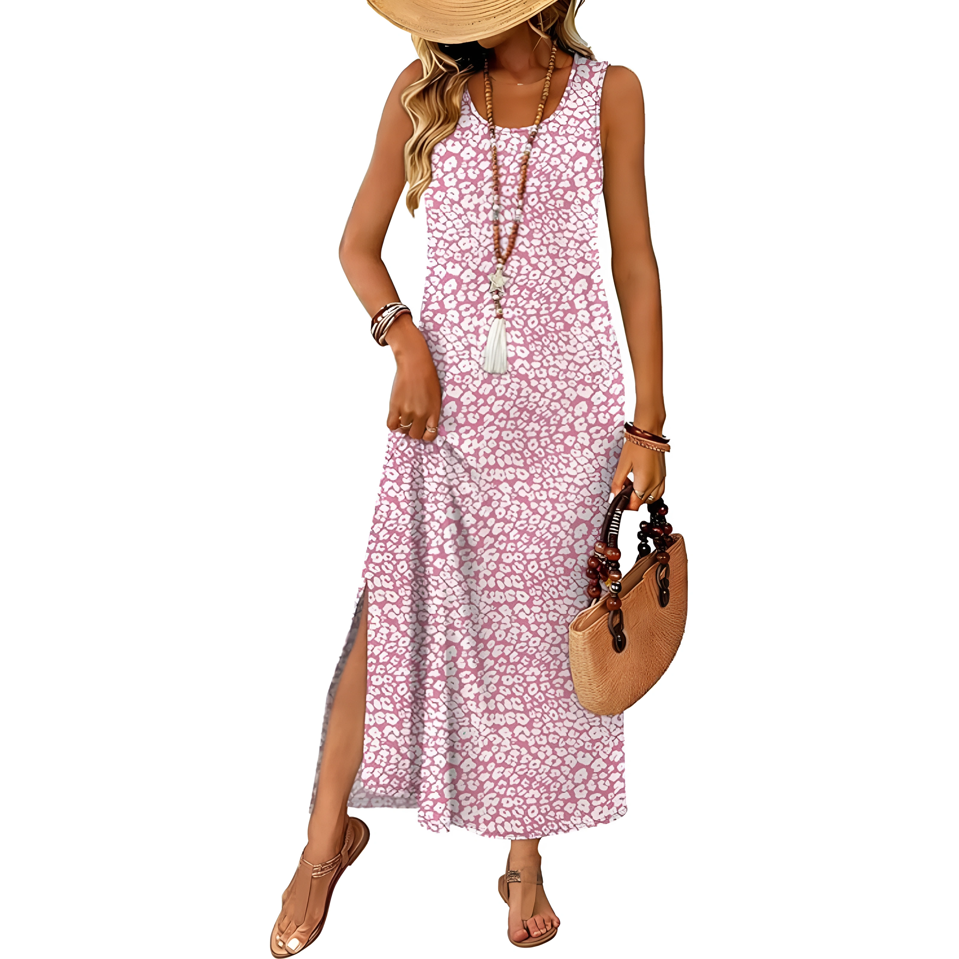 Sleeveless Maxi Beach Dress With Pockets For Women