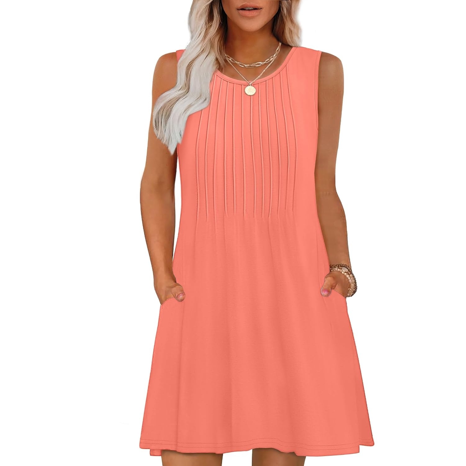 Casual Loose Sleeveless Beach Crew Dress For Women