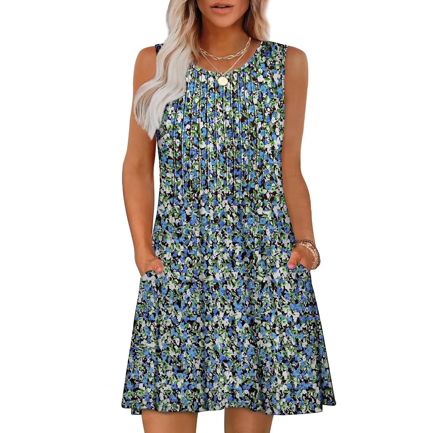 Casual Loose Sleeveless Beach Crew Dress For Women