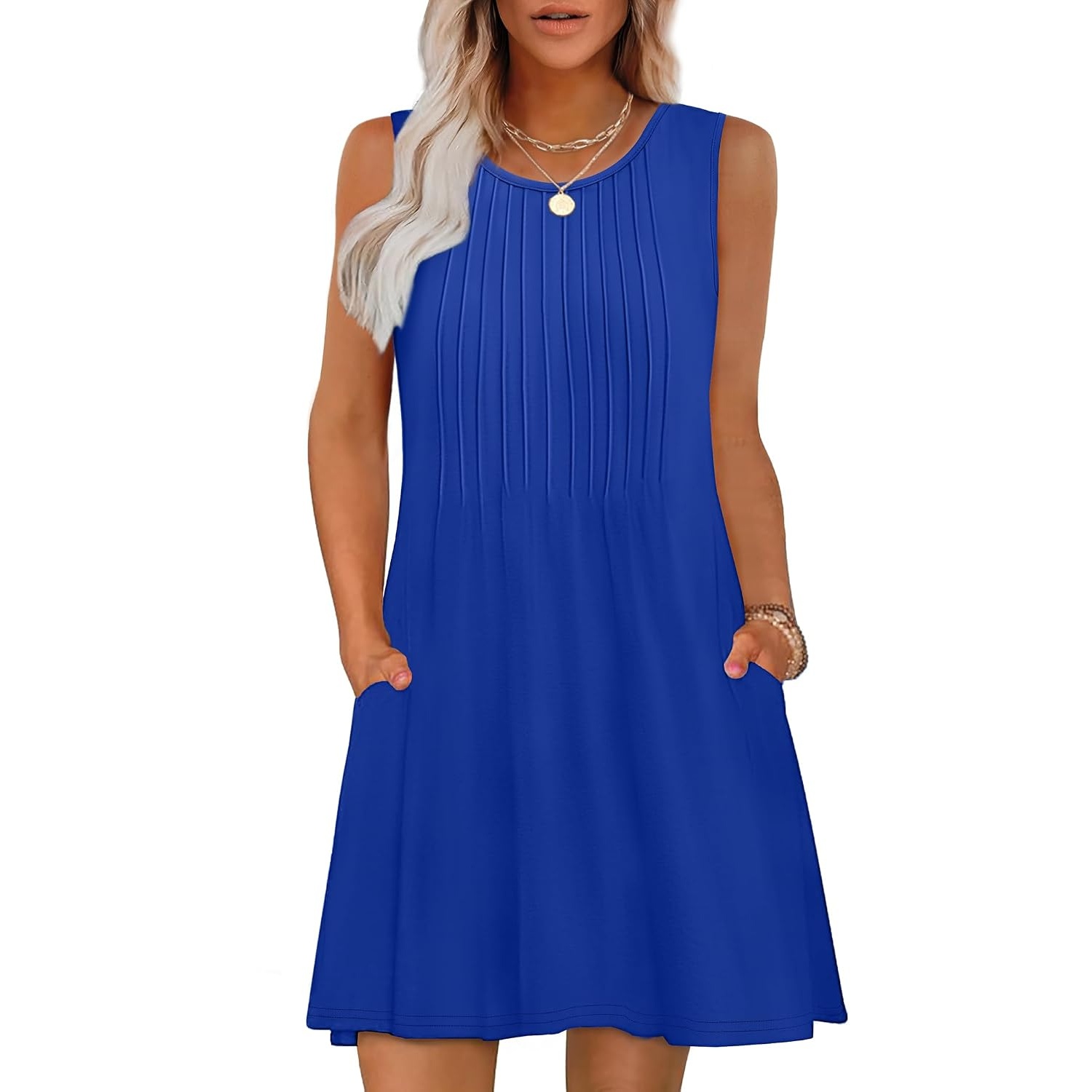 Casual Loose Sleeveless Beach Crew Dress For Women