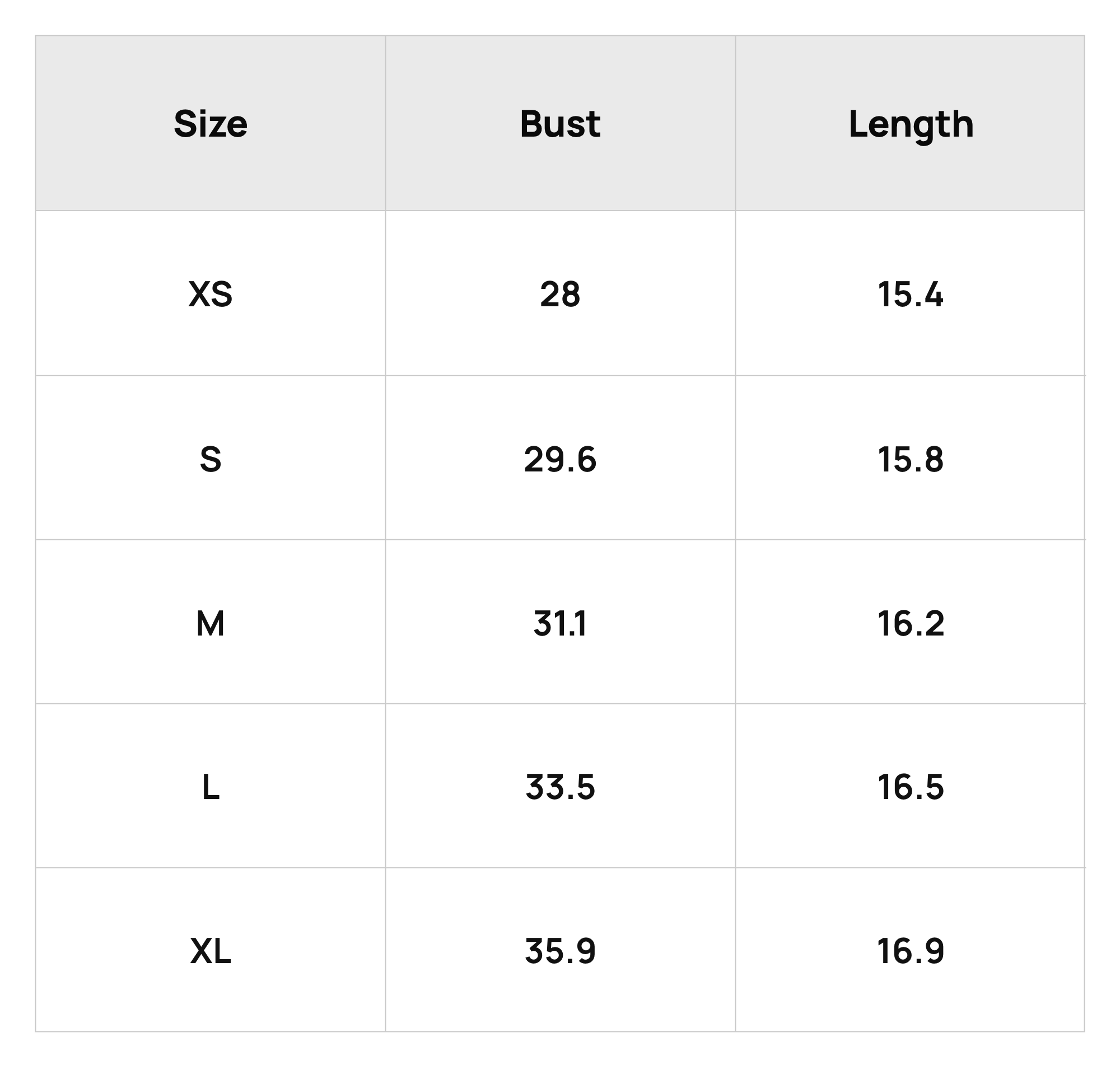 Size Chart