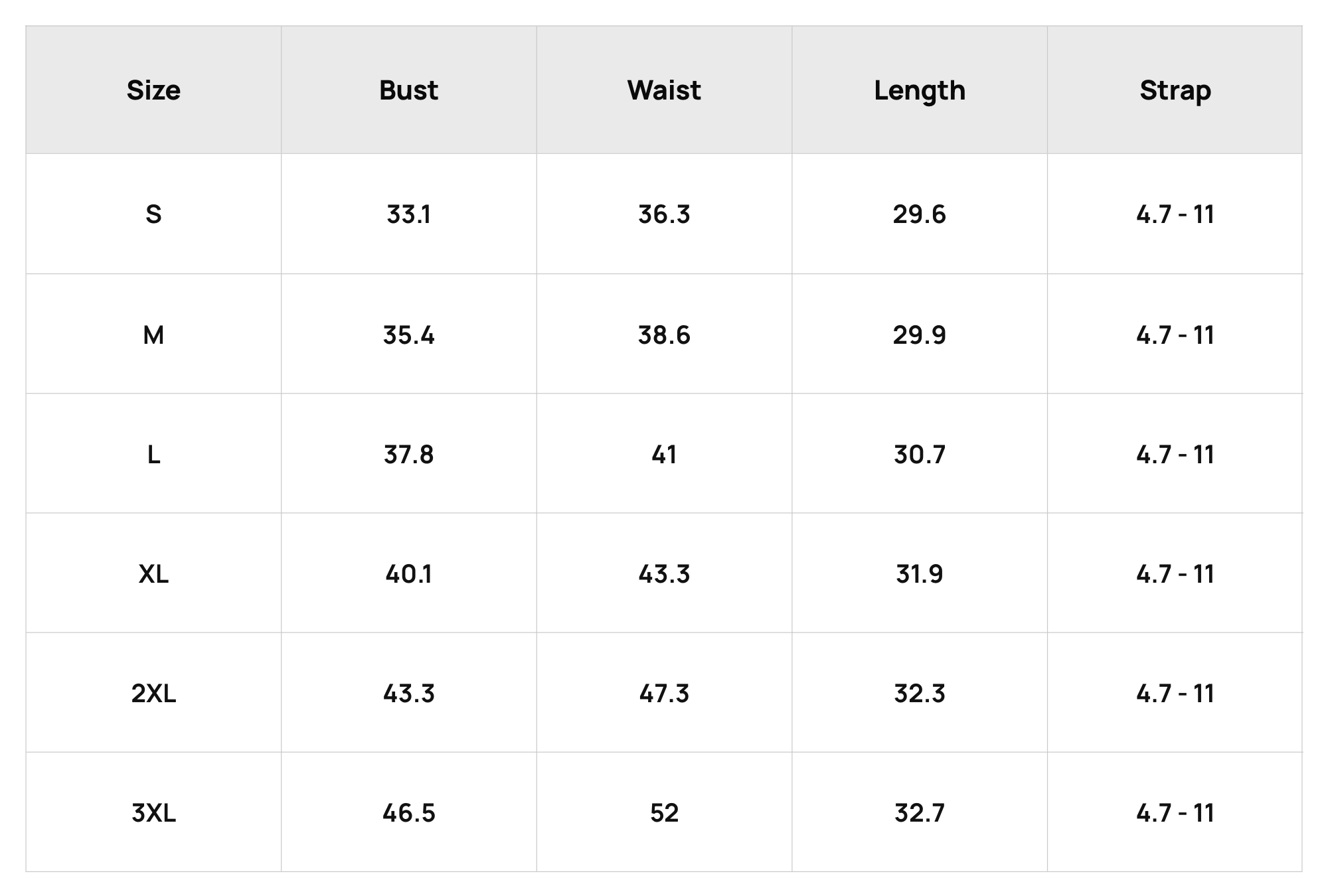 Size Chart