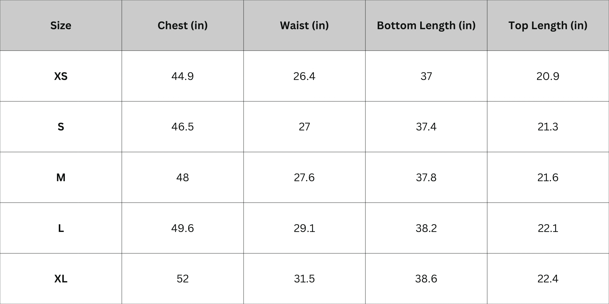 Size Chart