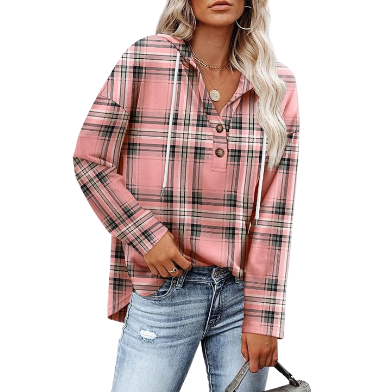 Womens Tops V Neck Button Sweatshirt For Women Pullover Long Sleeve