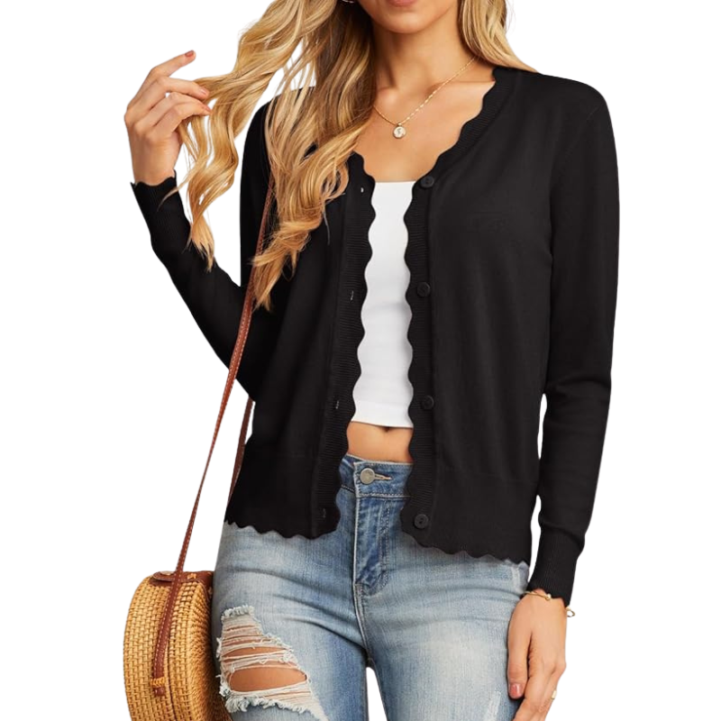 Womens Long Sleeve V Neck Button Down Cardigan Knit Shrugs Sweater