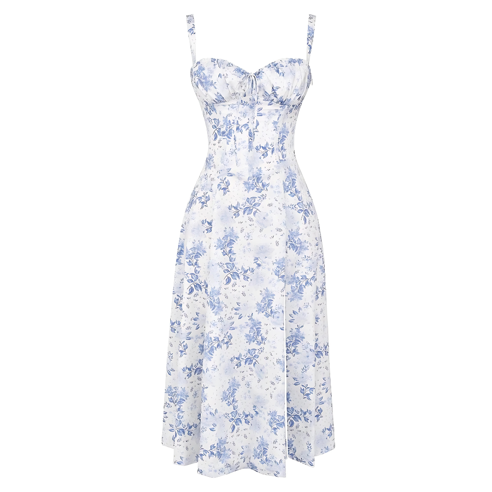 Floral Bustier Midriff Waist Shaper Dress