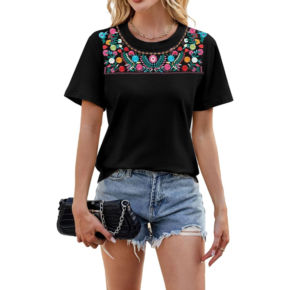 Fifa And Mexico T-shirt Casual Embroidered Party For Women