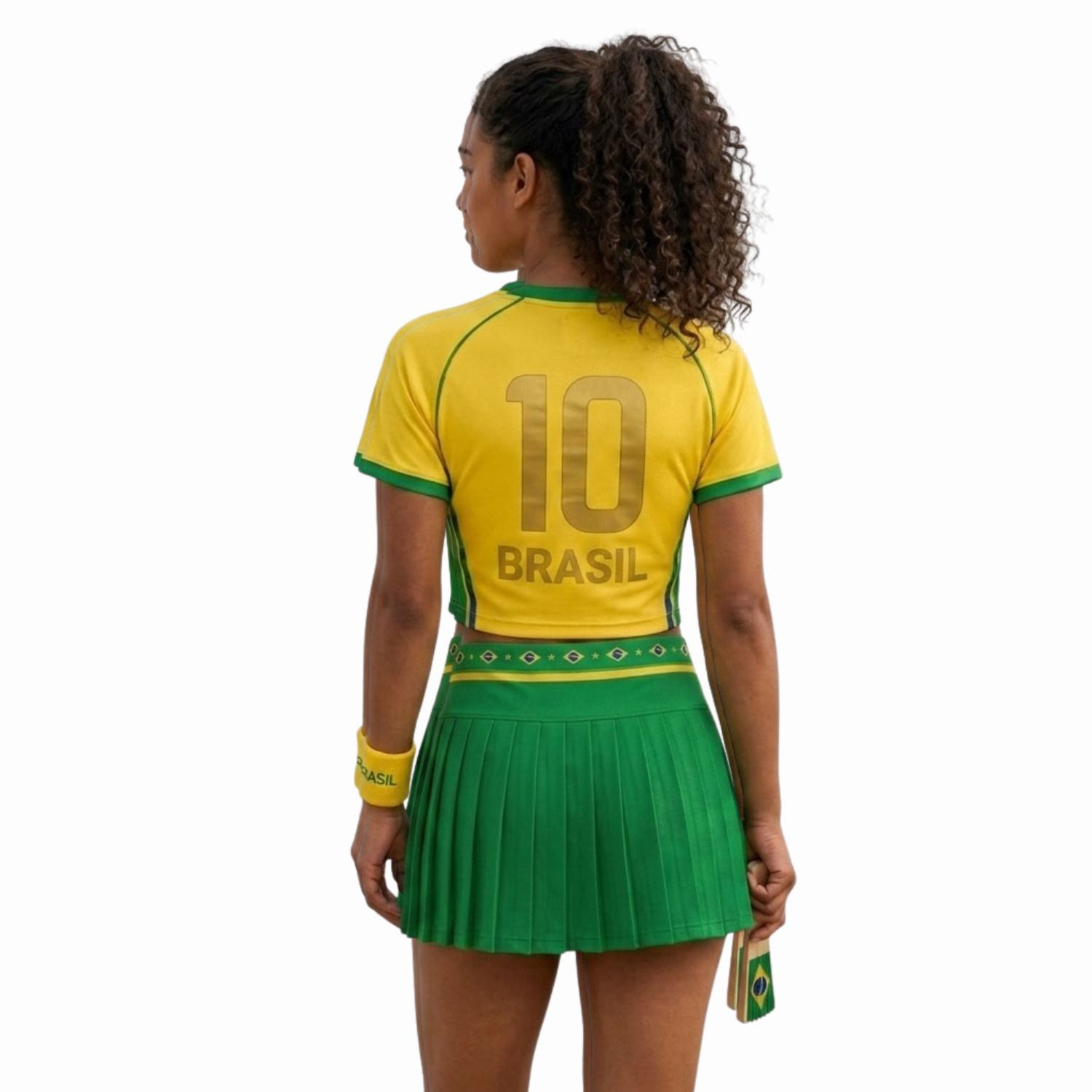 FIFA 2026 Brazil Football Themed Two Piece Skirt Set For Women