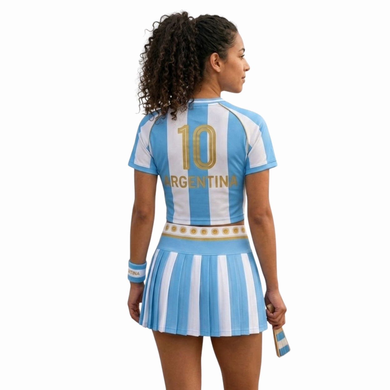 FIFA 2026 Argentina Football Themed Two Piece Skirt Set For Women