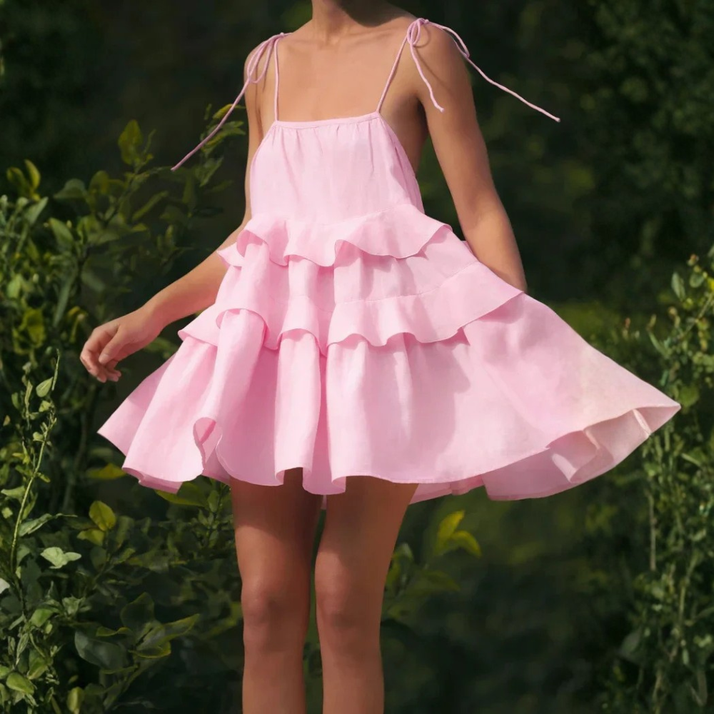 Sleeveless Mini Classic Ruffle Beach Dress For Women