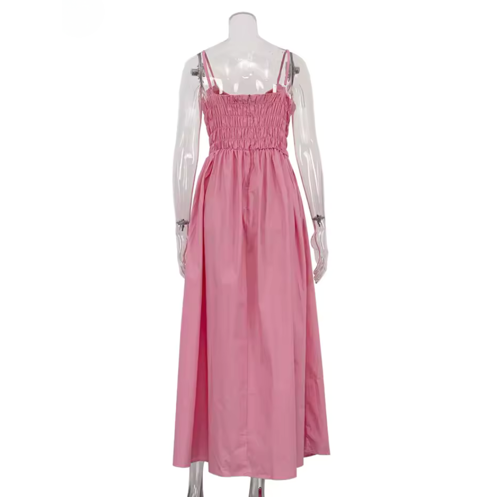 Casual High Rise Spaghetti Strap Open Back Dress For Women