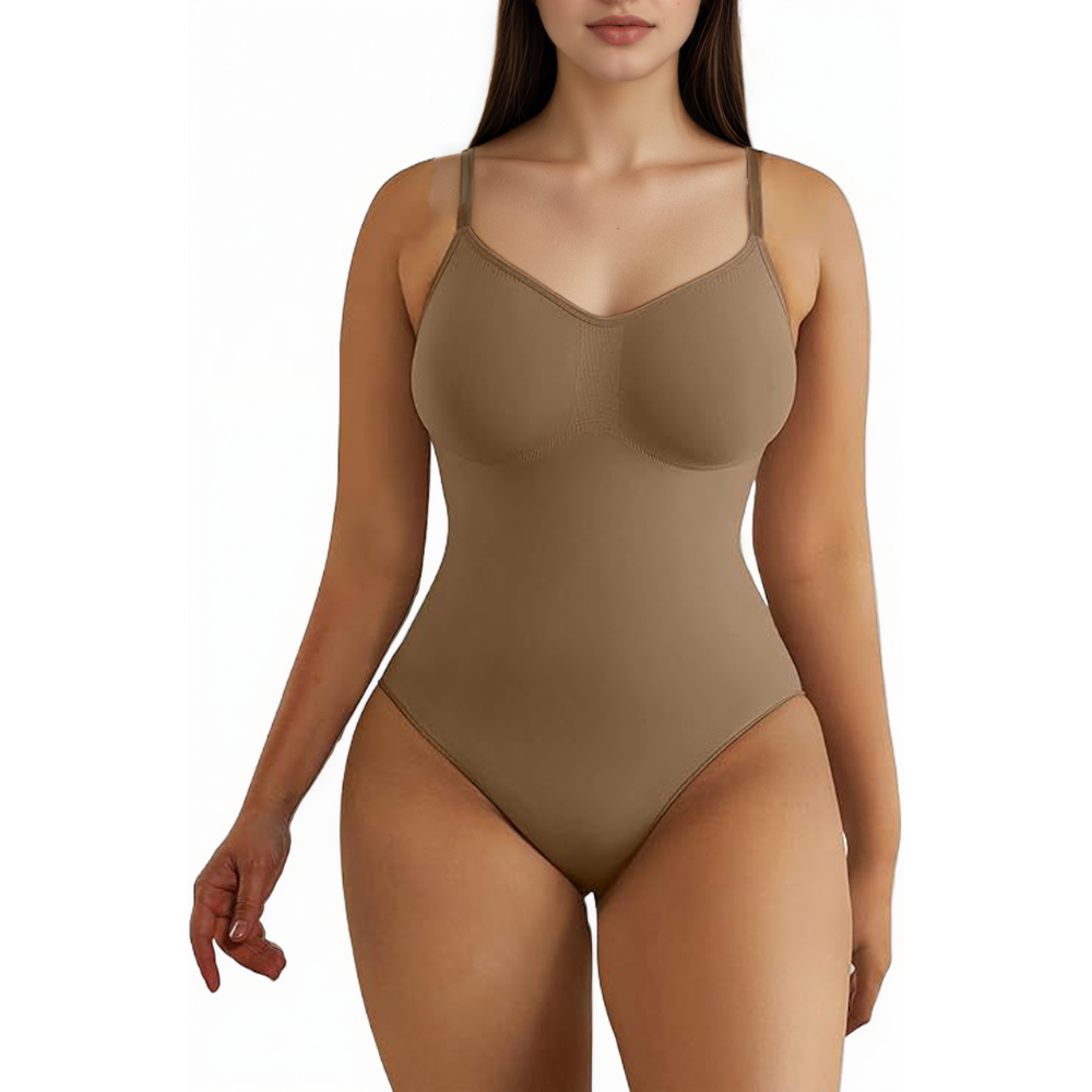 Seamless Tummy Control Bodysuit Slimmer with Adjustable Straps