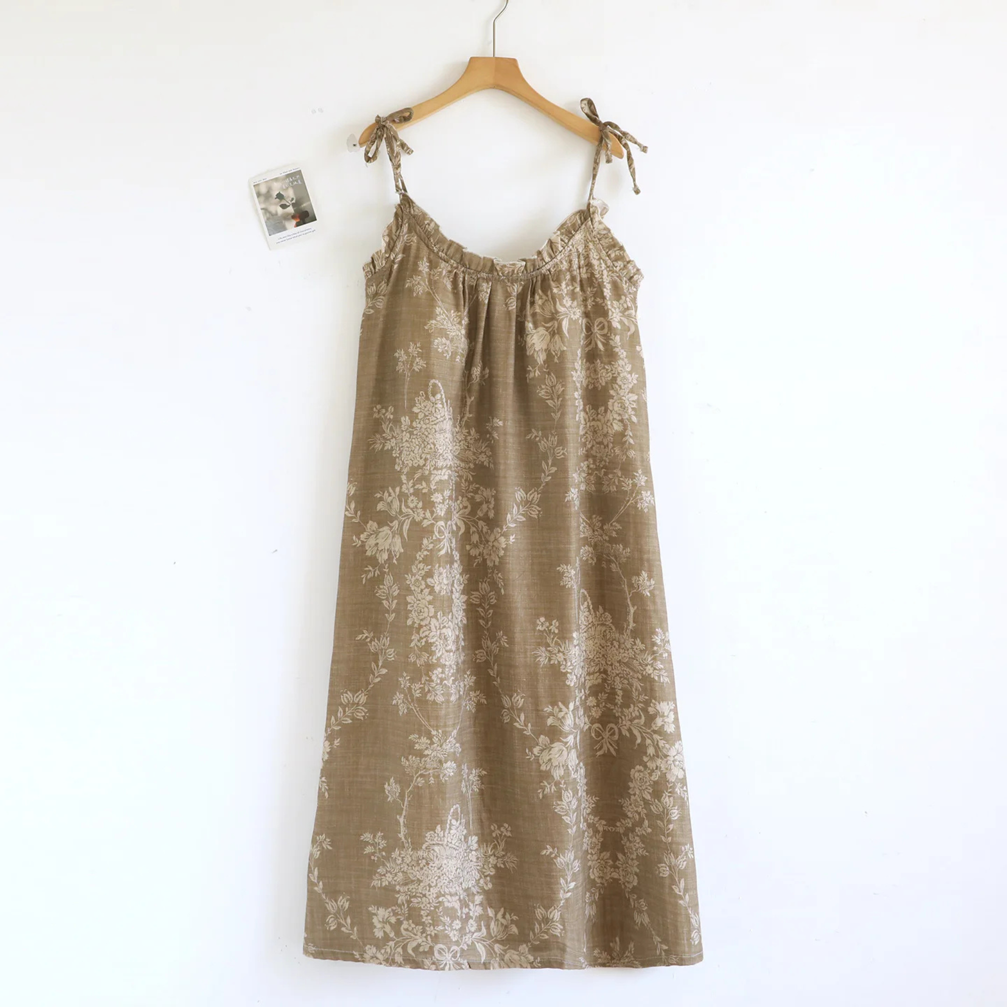 Patterned Mid Length Sleepwear Dress For Women