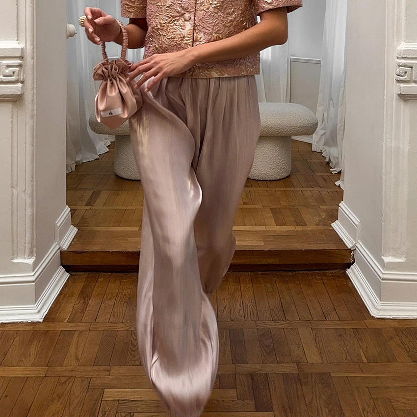 Loose Fit Vintage Design High Rise Long Pants For Women