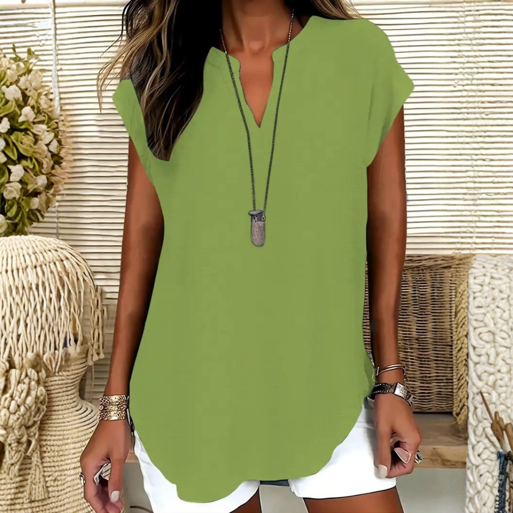 Casual Plain Notched Fitted Blouse Top For Women