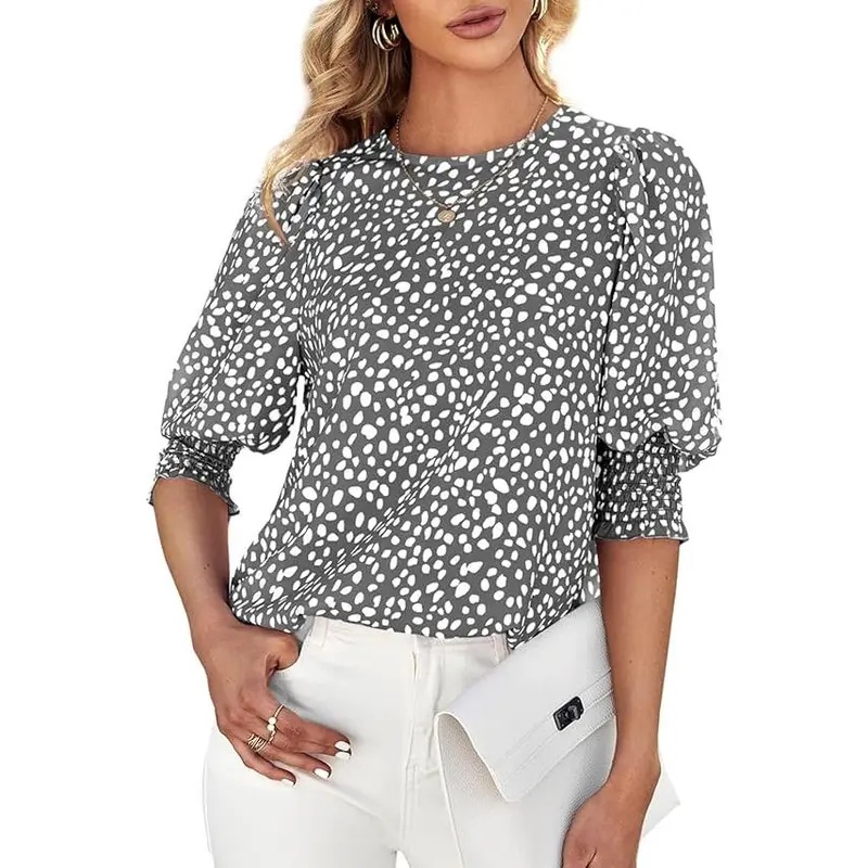 Casual Office Work Dot Sleeve Blouse Tops For Women