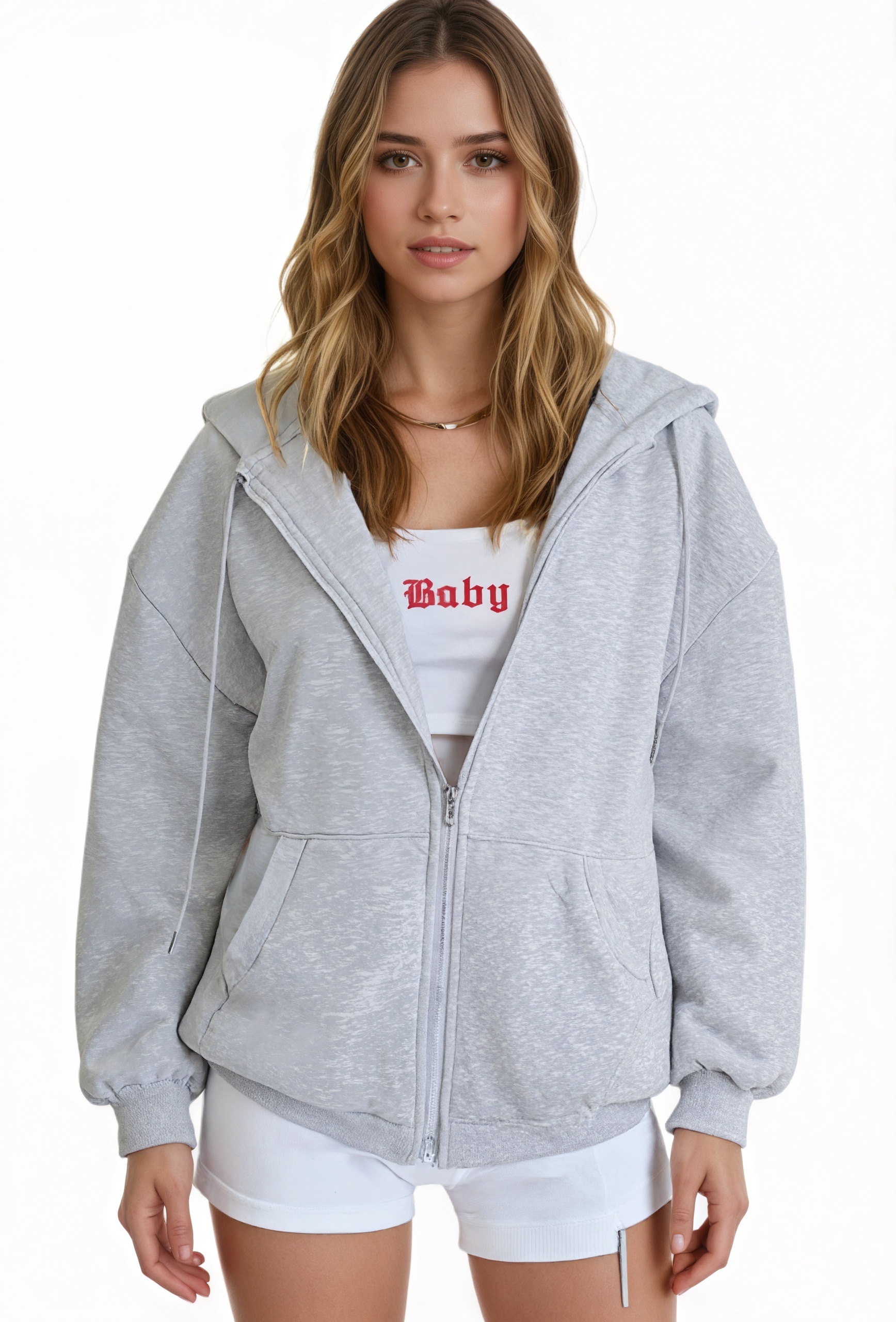 Cropped Zip Up Hoodie Jacket For Casual And Gym Wear
