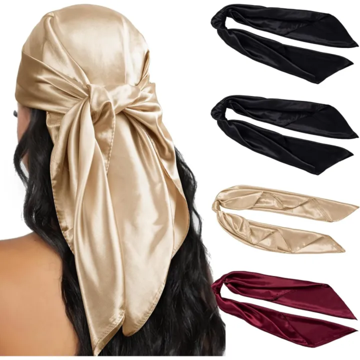 4 Pieces Square Bandana Hair Wraps For Women
