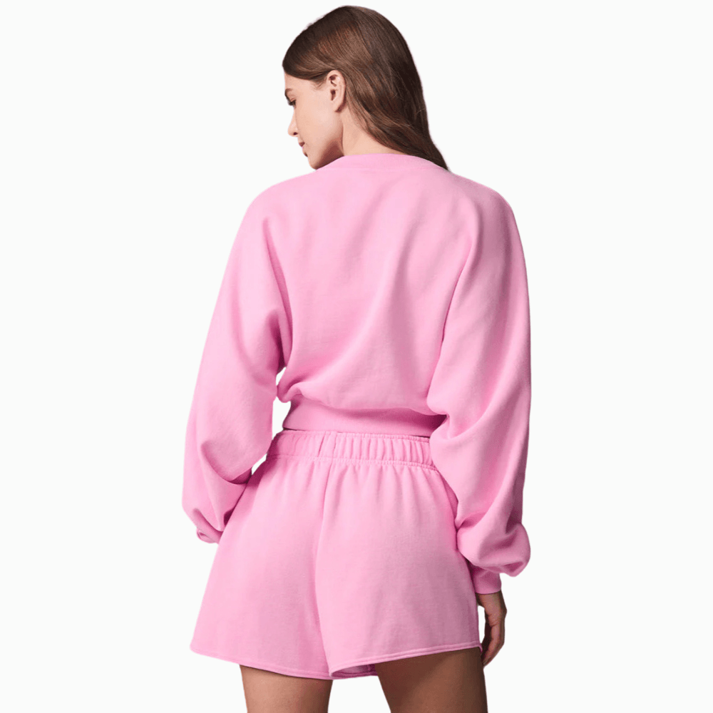 Pullover Sweatshirt With Elastic Shorts Set-My Comfy Blouse