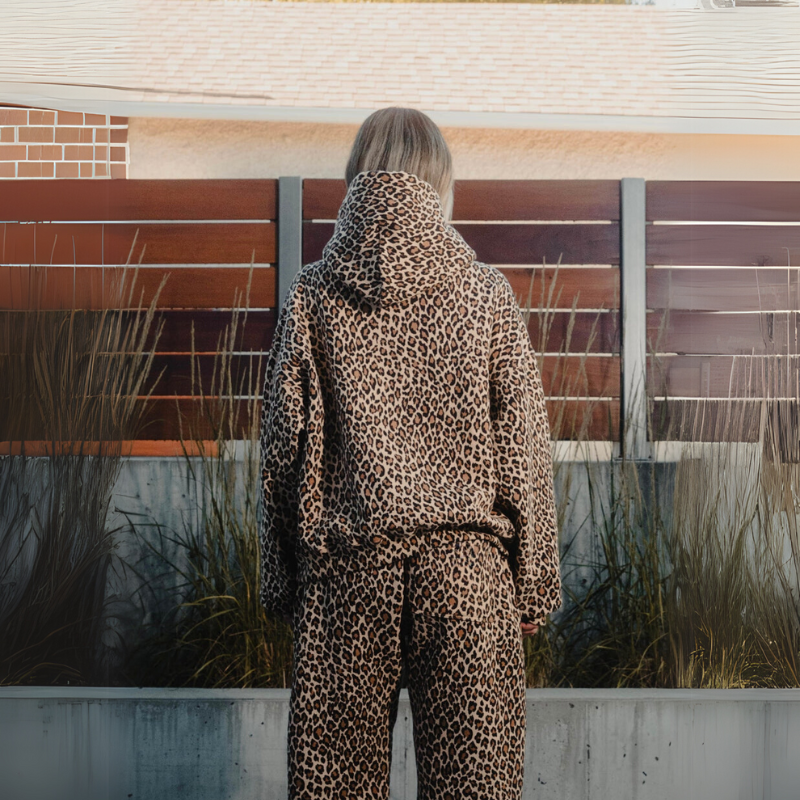 Leopard Print Pullover With Kangaroo Pocket-My Comfy Blouse