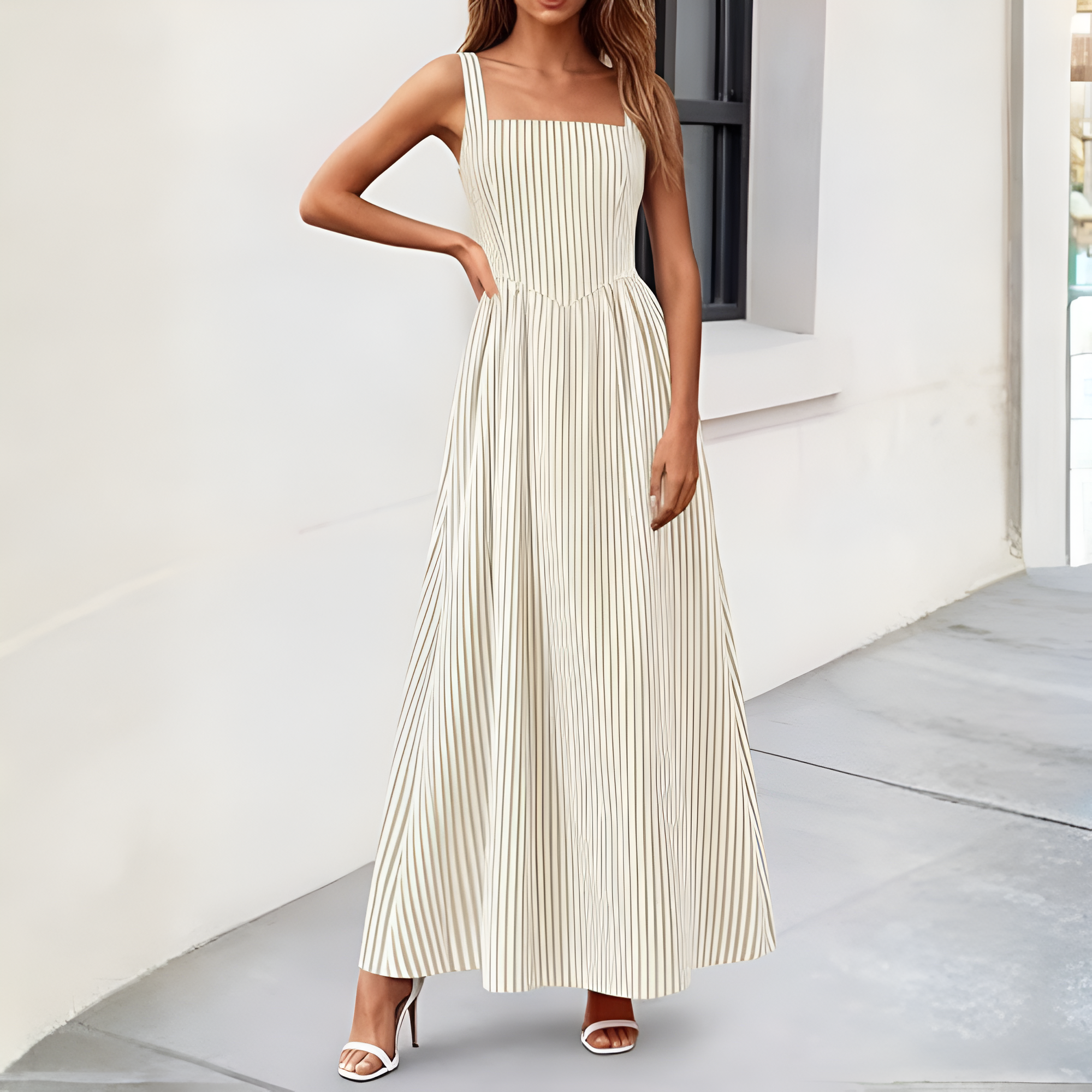 Striped A Line Beach Dress For Women