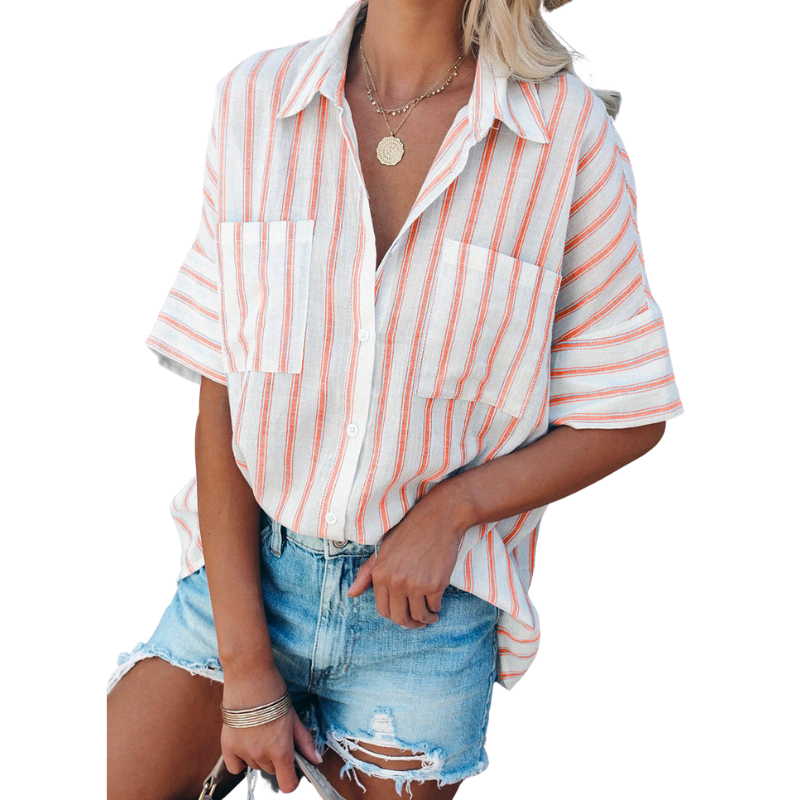 Semi-Formal Shadow Stripes Shirt-My Comfy Blouse