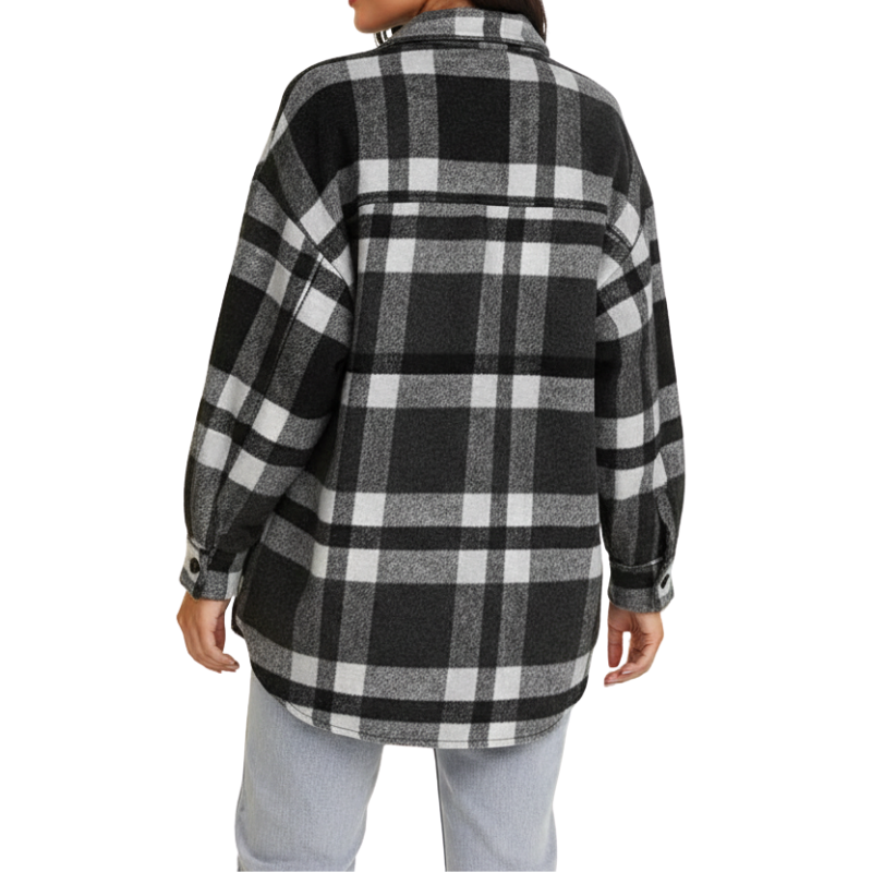 Women’s Plaid Flannel Shacket – Cozy Long Sleeve Button Down Shirt Jacket with Pockets for Fall