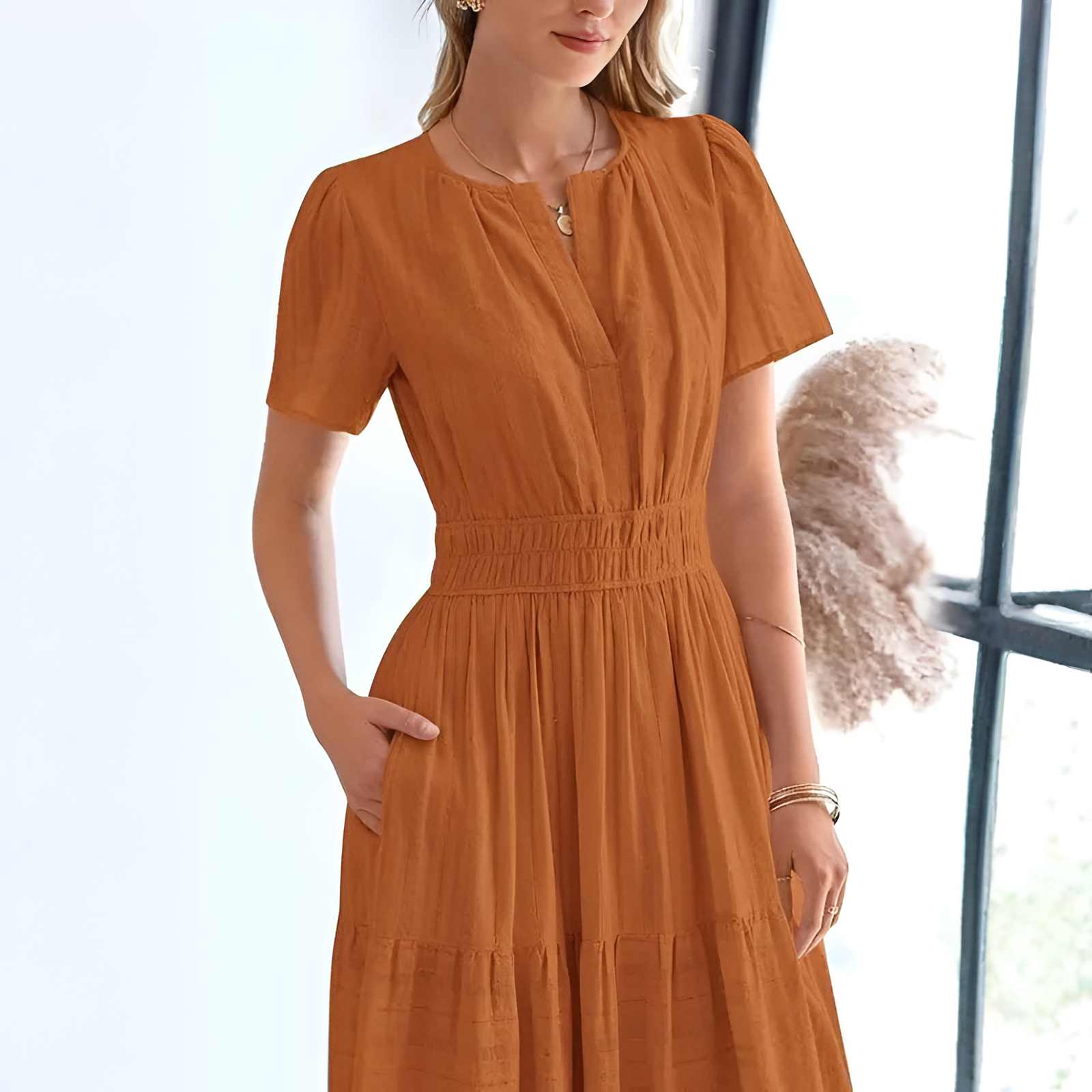 Flowy Boho Design Lightweight Maxi Dress For Women