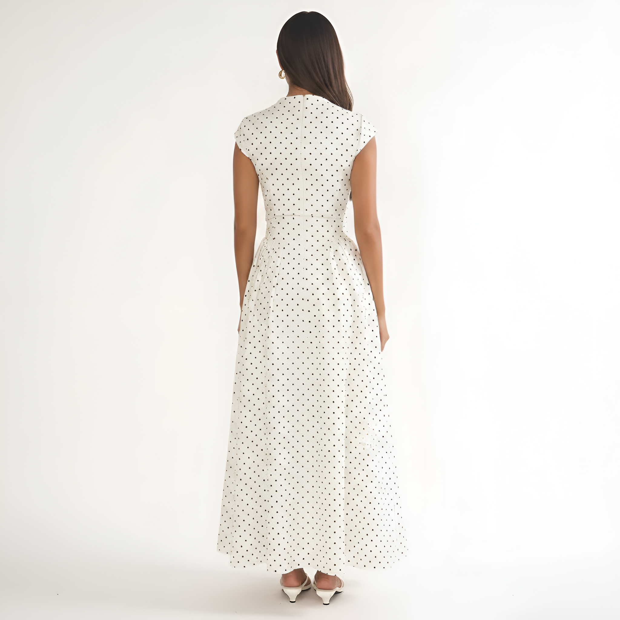 Cap Sleeve Maxi Dress Polka Dot