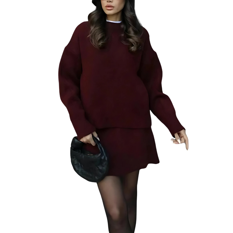 Cozy Knit Sweater And Skirt Two Piece Set-My Comfy Blouse