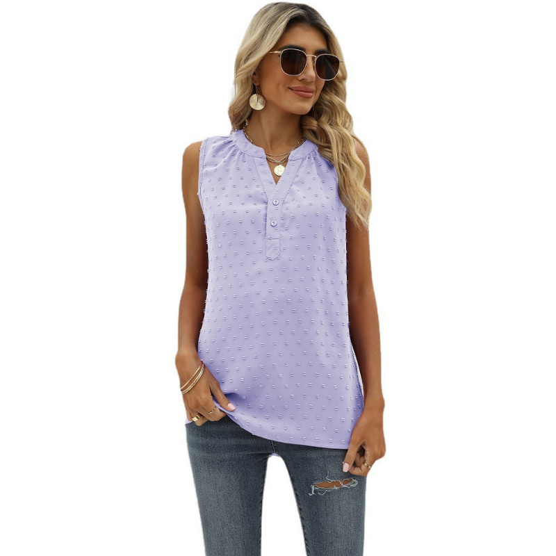 V Neck sleeveless Textured Blouse-My Comfy Blouse