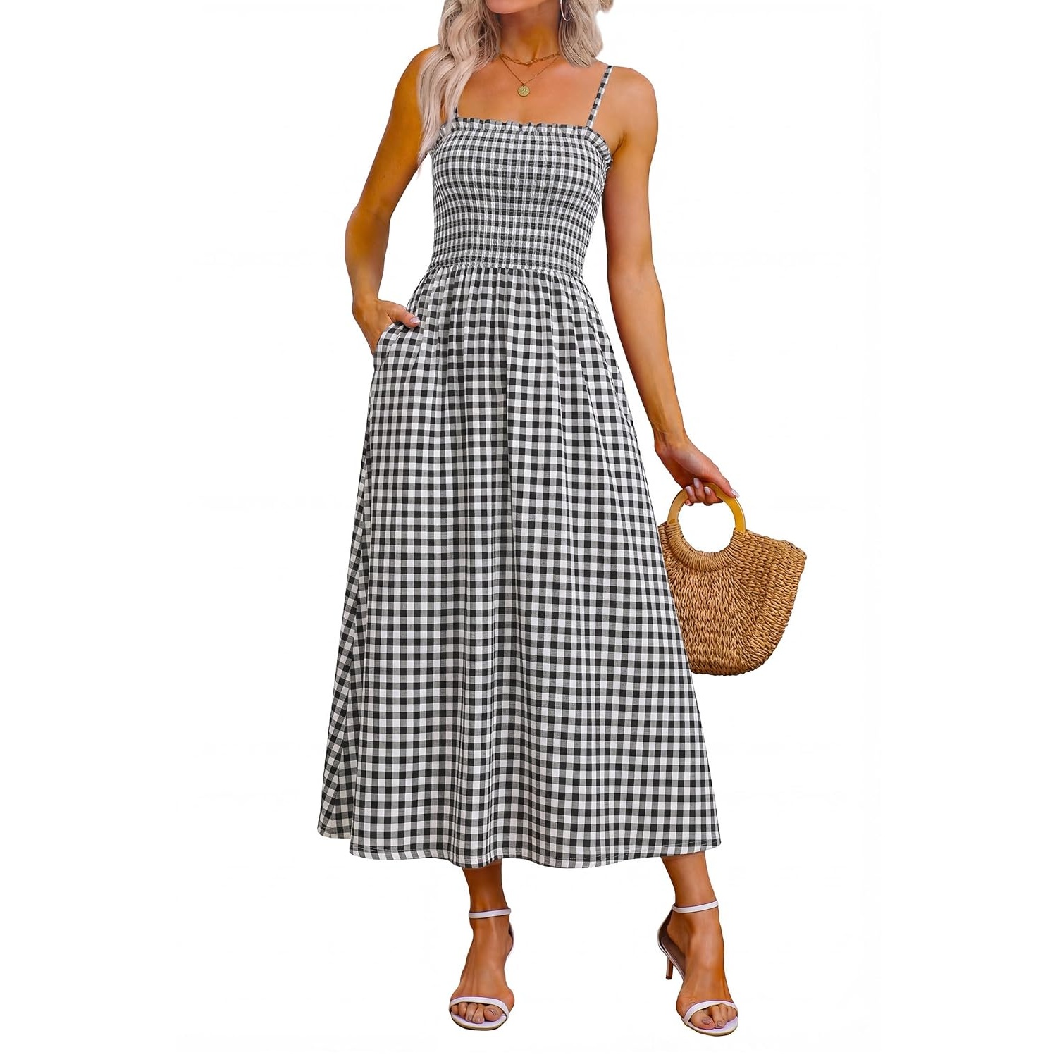 Casual Boho Spaghetti Smocked Sundresses For Women